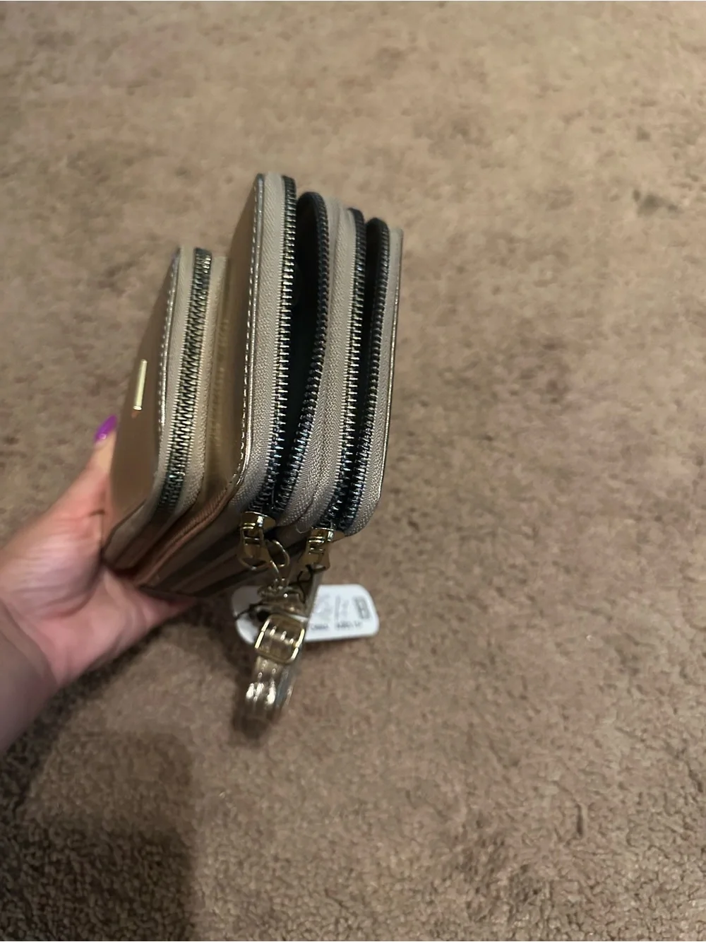 Metallic Gold Crossbody Phone Wallet